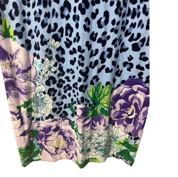 Chicos Womens Blue Animal Floral Print Short Sleeve Dress Chicos Size 0 Small - Picture 3 of 5